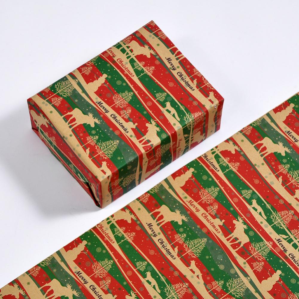 Slopehill 1 Roll Christmas Wrapping Paper Christmas Gift Wrapping Papers Kraft Gift Packing Paper Winter Birthday Holiday Christmas Gift Paper Christmas Theme